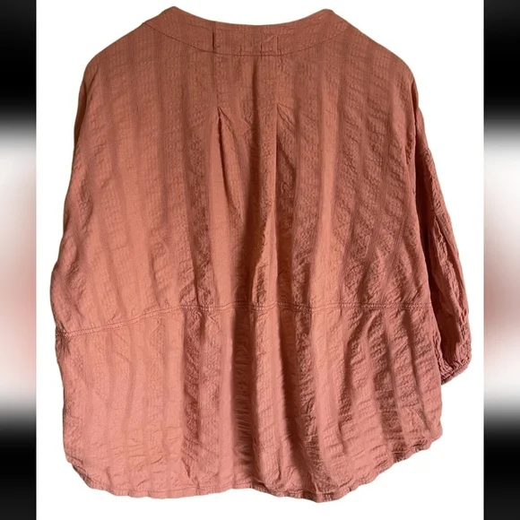 Free People Brown Buttoned Ruched Blouse - Picture 4 of 8